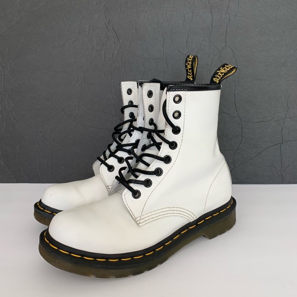 Dr. Martens White Lace Up Boots